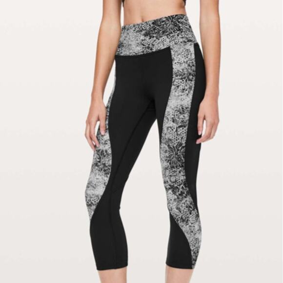 Lululemon Womens Sweat & Repeat Crop 21" Serigraph Starlight Black Multi Size 2 - Picture 1 of 13